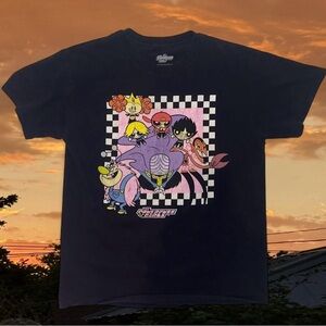 ‘Vintage-Washed’ Powerpuff Girls Black Tee with Colorful Cartoon Network Repro